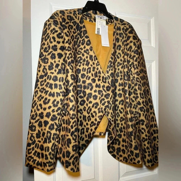 Crazy Train Woman’s Leopard Print Jacket Blazer Size 2XL NWT Open Front Lined - Picture 1 of 7